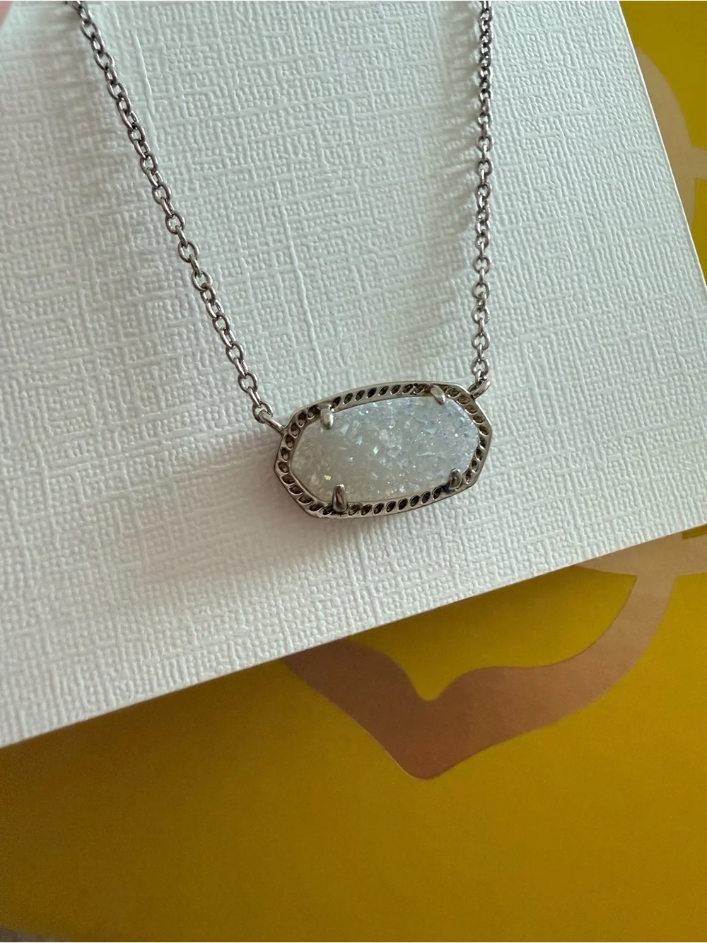 Kendra Scott Elisa Silver Necklace with Iridescent Drusy Pendant